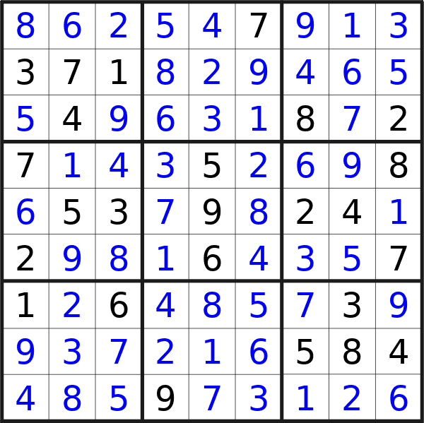 Sudoku solution for puzzle published on Friday, 5th of July 2024