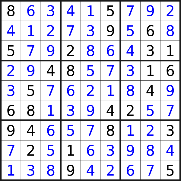 Sudoku solution for puzzle published on Saturday, 6th of July 2024