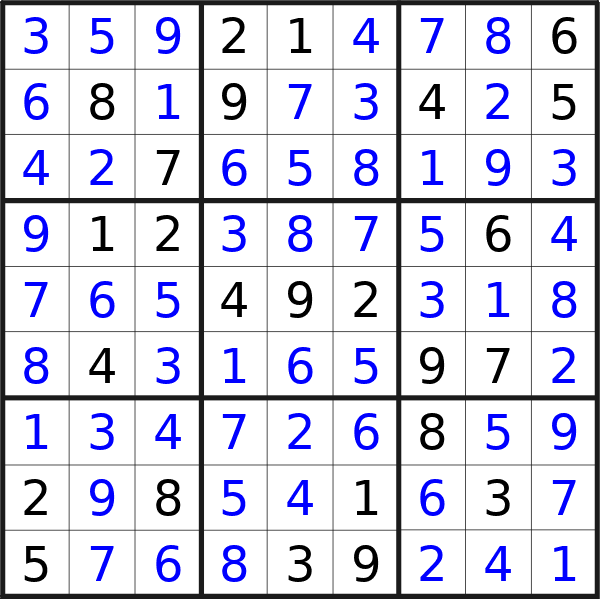 Sudoku solution for puzzle published on Sunday, 7th of July 2024