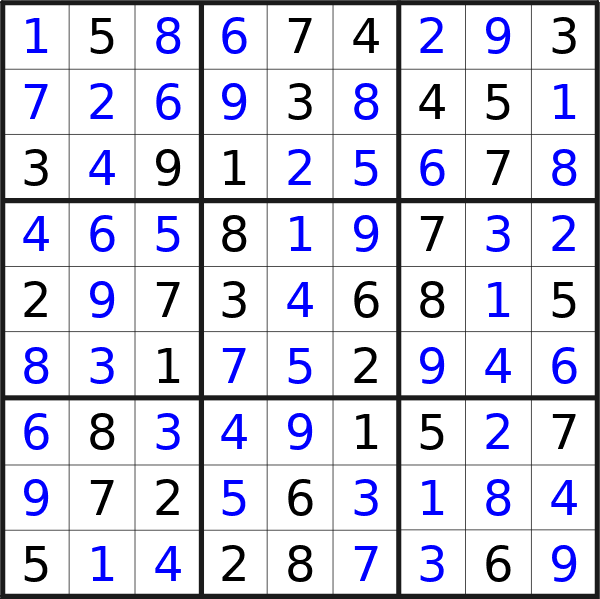 Sudoku solution for puzzle published on martedì 9 luglio 2024