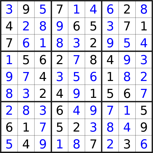 Sudoku solution for puzzle published on Wednesday, 10th of July 2024