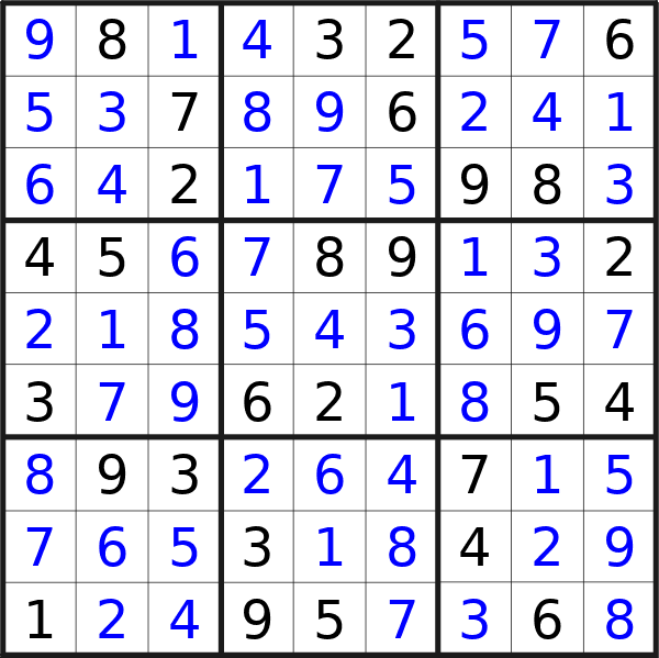 Sudoku solution for puzzle published on Friday, 12th of July 2024