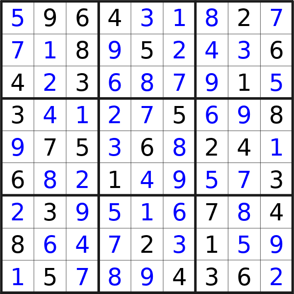 Sudoku solution for puzzle published on Monday, 15th of July 2024