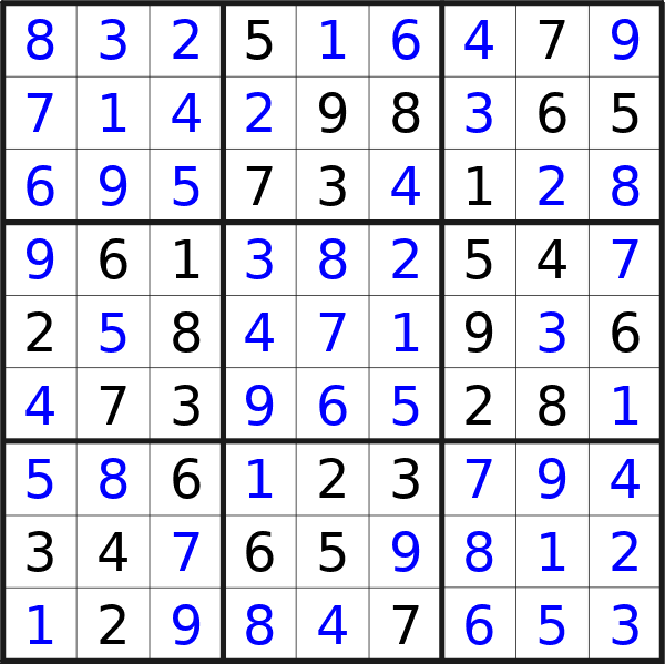 Sudoku solution for puzzle published on Tuesday, 16th of July 2024