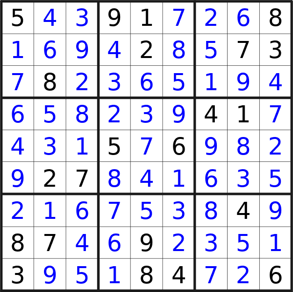 Sudoku solution for puzzle published on Wednesday, 17th of July 2024