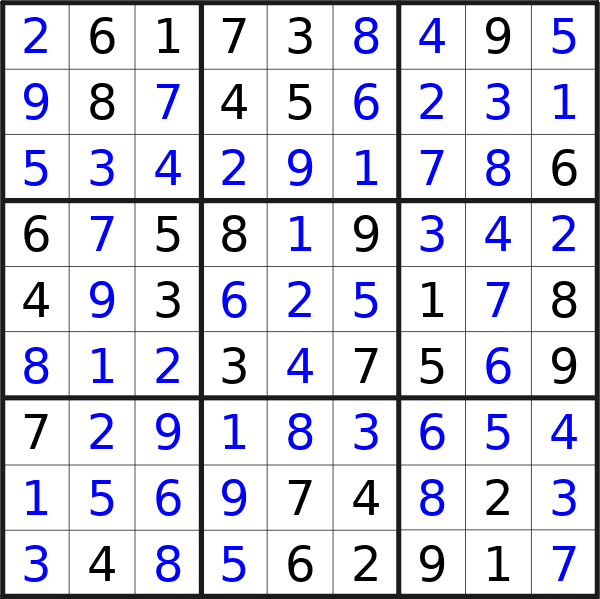 Sudoku solution for puzzle published on mercoledì 24 luglio 2024