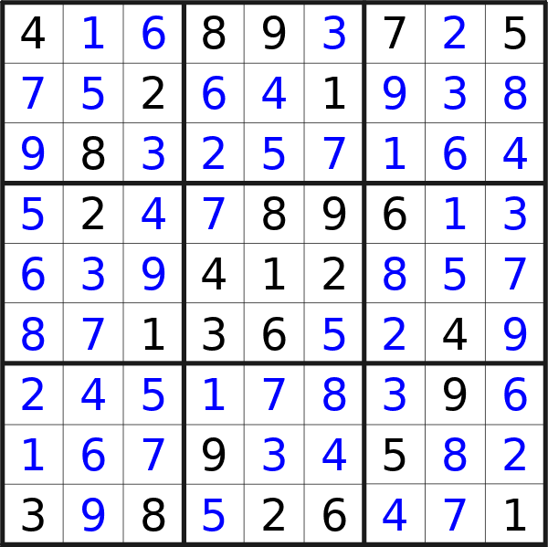 Sudoku solution for puzzle published on Tuesday, 30th of July 2024