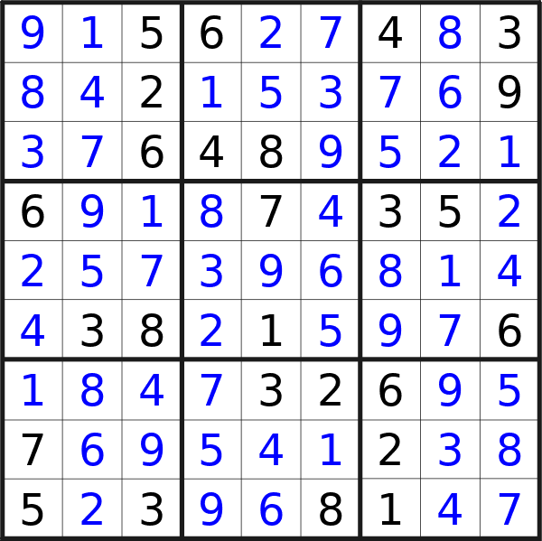 Sudoku solution for puzzle published on Wednesday, 31st of July 2024