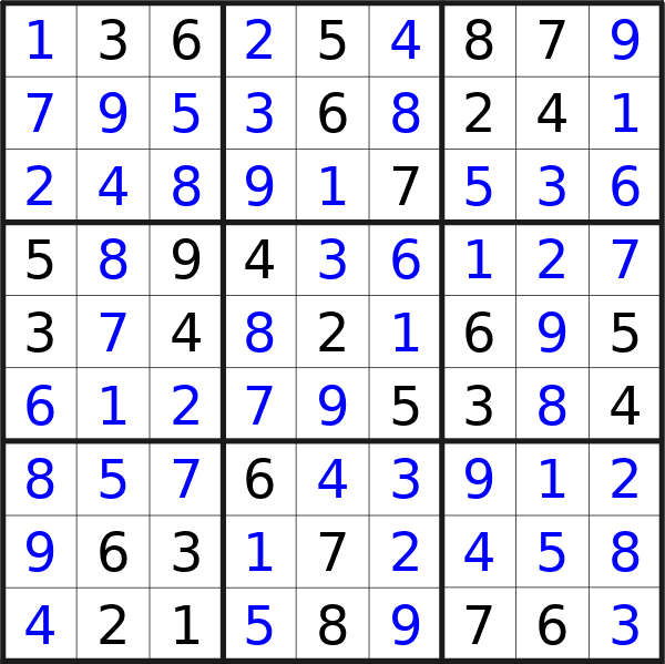 Sudoku solution for puzzle published on Friday, 2nd of August 2024