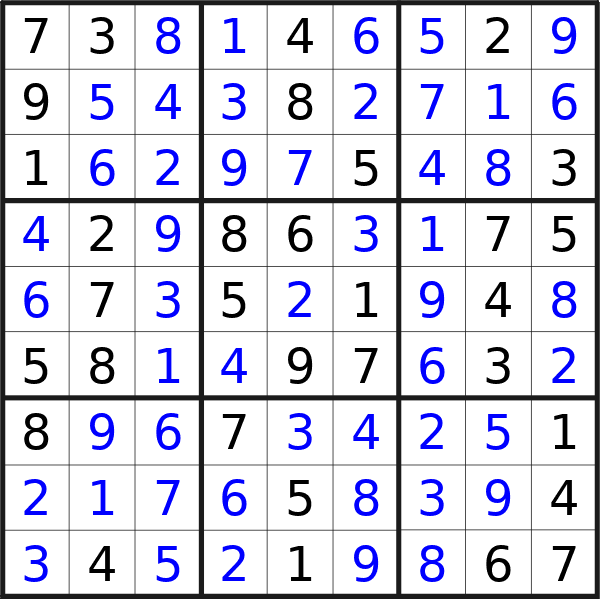 Sudoku solution for puzzle published on Saturday, 3rd of August 2024