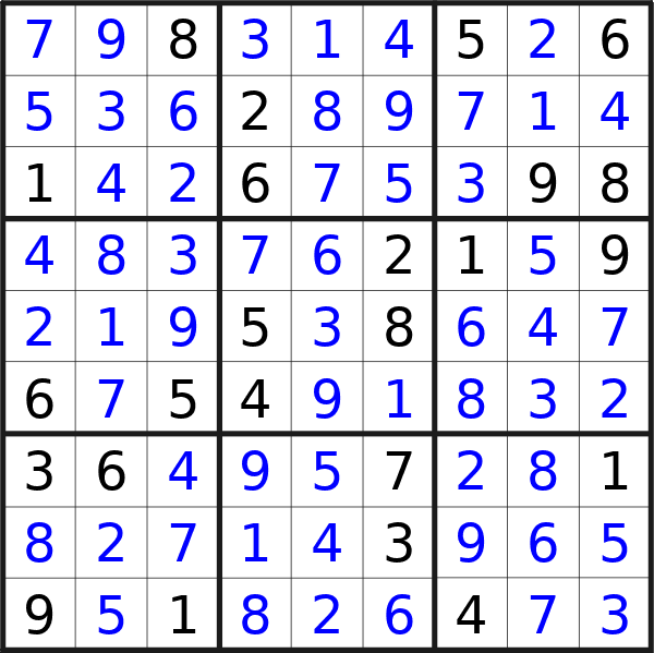 Sudoku solution for puzzle published on Tuesday, 6th of August 2024