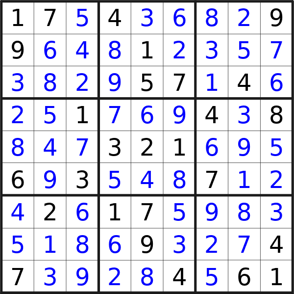 Sudoku solution for puzzle published on Wednesday, 7th of August 2024