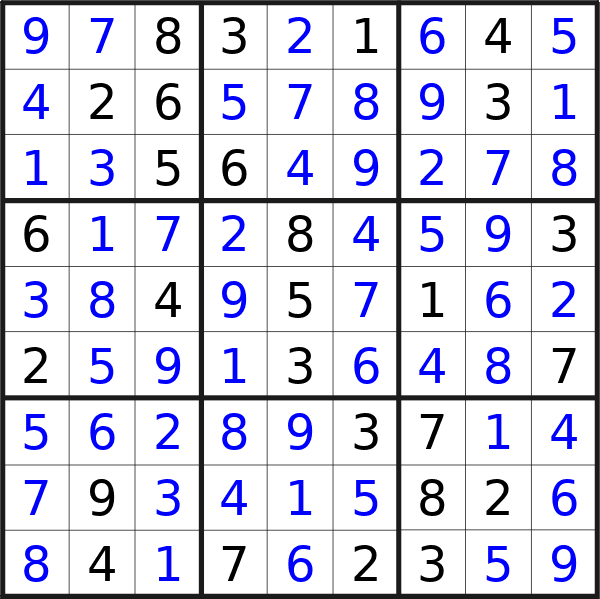 Sudoku solution for puzzle published on Saturday, 10th of August 2024