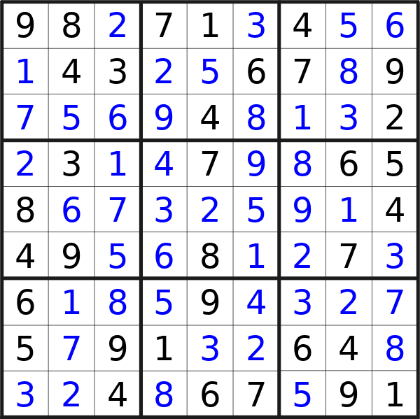 Sudoku solution for puzzle published on Tuesday, 13th of August 2024