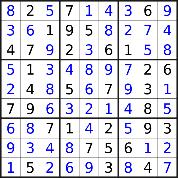 Sudoku solution for puzzle published on domenica 18 agosto 2024