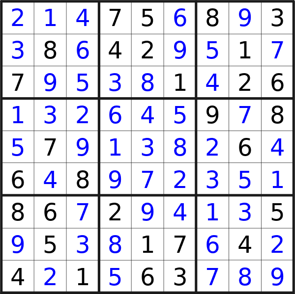 Sudoku solution for puzzle published on sabato 24 agosto 2024