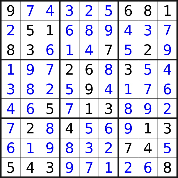 Sudoku solution for puzzle published on Tuesday, 27th of August 2024