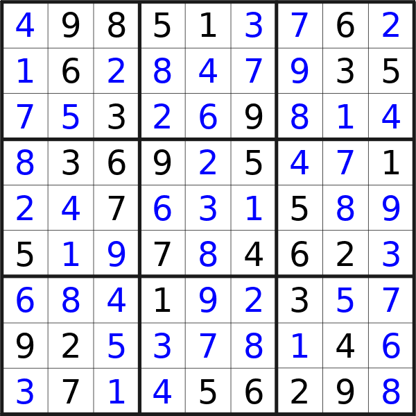 Sudoku solution for puzzle published on Wednesday, 28th of August 2024