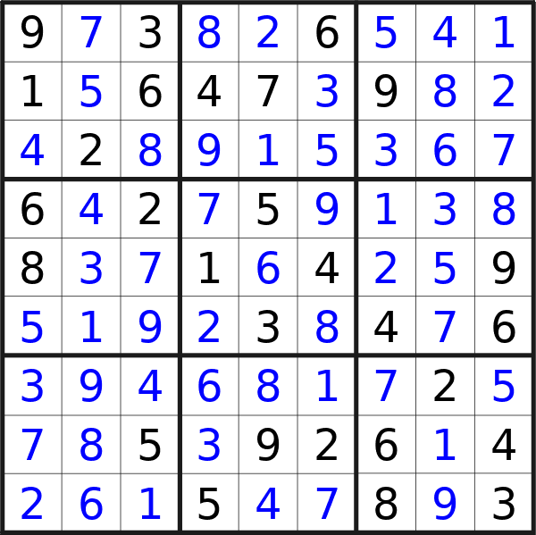 Sudoku solution for puzzle published on Friday, 30th of August 2024