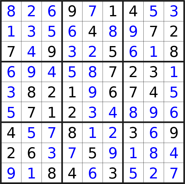 Sudoku solution for puzzle published on Monday, 2nd of September 2024