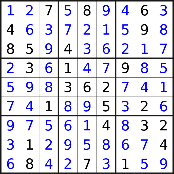 Sudoku solution for puzzle published on giovedì 5 settembre 2024