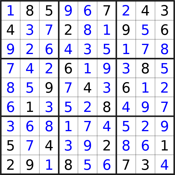 Sudoku solution for puzzle published on Friday, 6th of September 2024