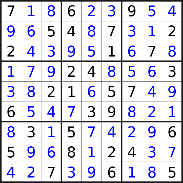 Sudoku solution for puzzle published on Sunday, 8th of September 2024