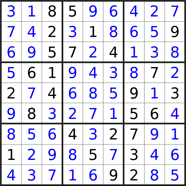 Sudoku solution for puzzle published on Tuesday, 10th of September 2024