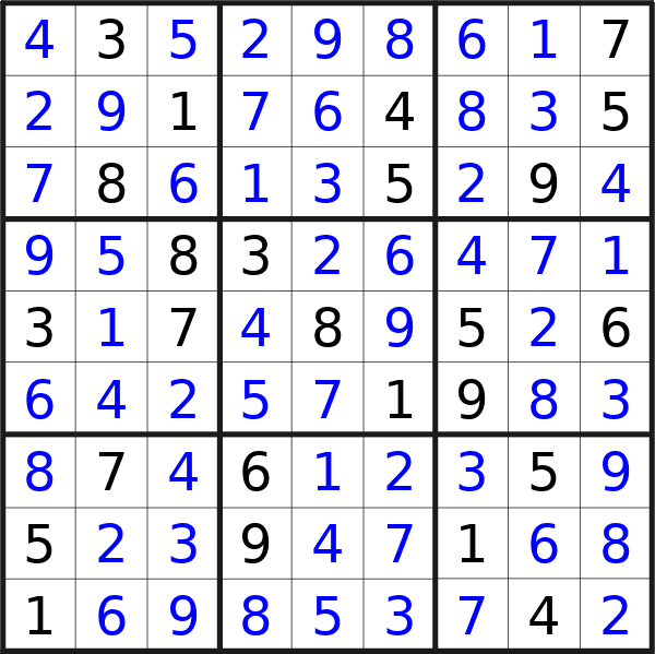 Sudoku solution for puzzle published on Wednesday, 11th of September 2024