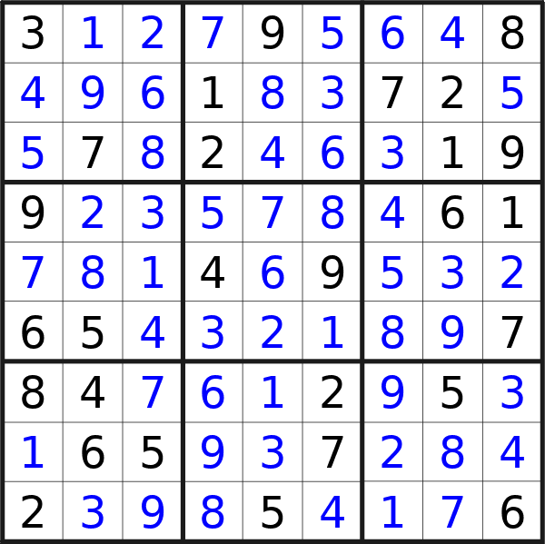 Sudoku solution for puzzle published on Saturday, 14th of September 2024