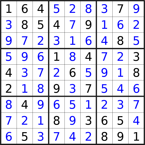 Sudoku solution for puzzle published on Sunday, 15th of September 2024