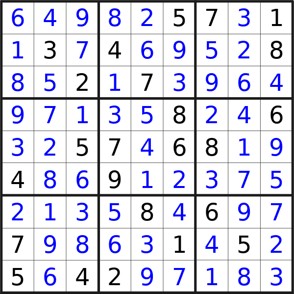 Sudoku solution for puzzle published on lunedì 16 settembre 2024