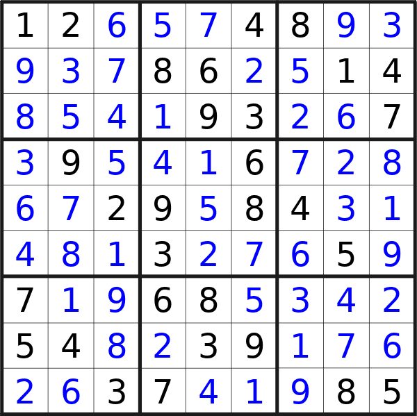 Sudoku solution for puzzle published on Tuesday, 17th of September 2024