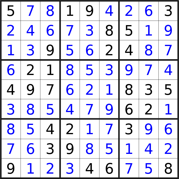 Sudoku solution for puzzle published on Friday, 20th of September 2024