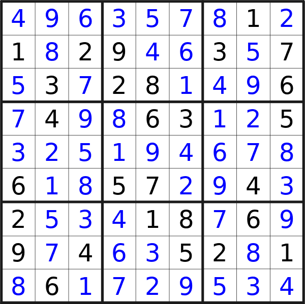 Sudoku solution for puzzle published on Saturday, 21st of September 2024