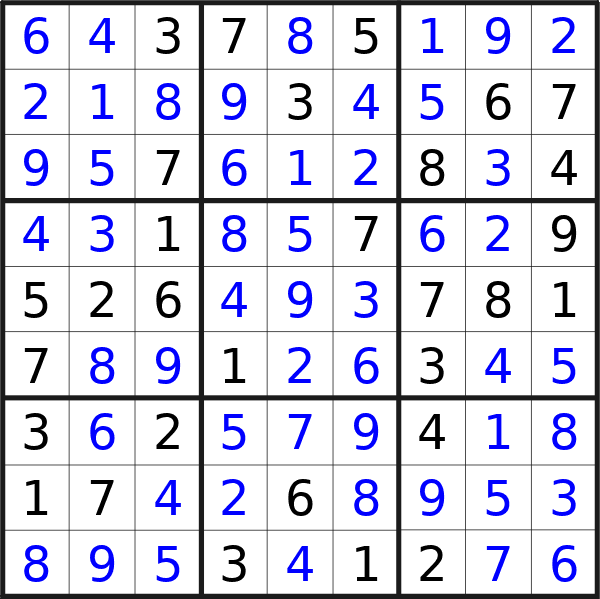 Sudoku solution for puzzle published on Tuesday, 24th of September 2024