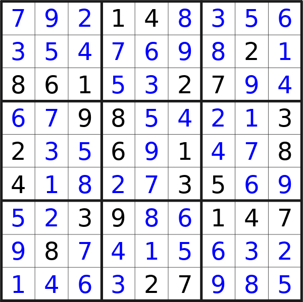 Sudoku solution for puzzle published on mercoledì 25 settembre 2024