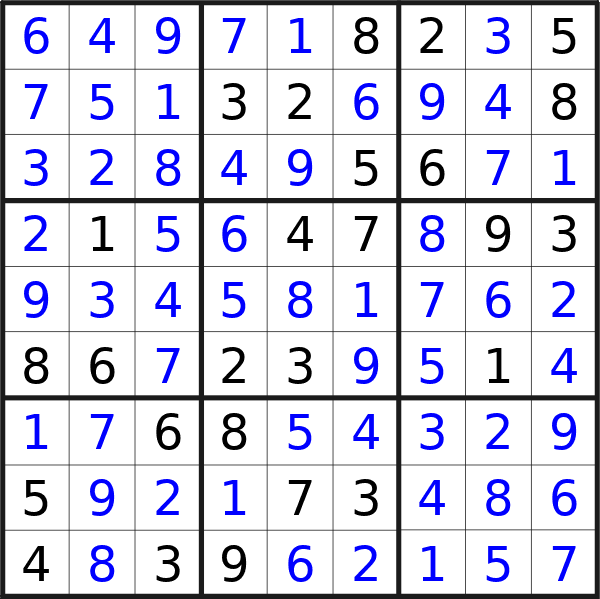 Sudoku solution for puzzle published on Thursday, 26th of September 2024