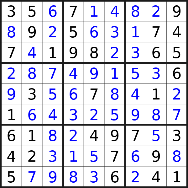 Sudoku solution for puzzle published on Friday, 27th of September 2024