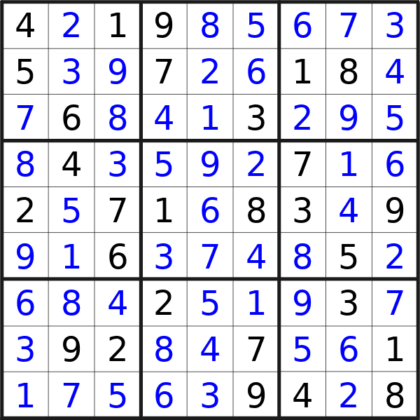 Sudoku solution for puzzle published on sabato 28 settembre 2024