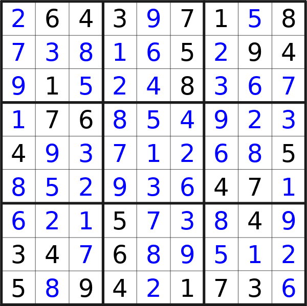 Sudoku solution for puzzle published on Monday, 30th of September 2024