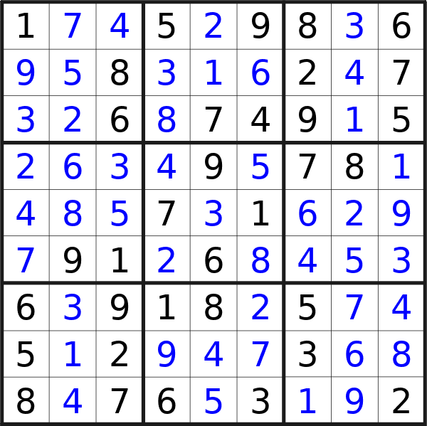 Sudoku solution for puzzle published on Wednesday, 2nd of October 2024