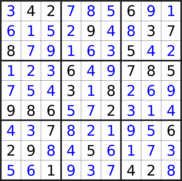 Sudoku solution for puzzle published on Friday, 4th of October 2024