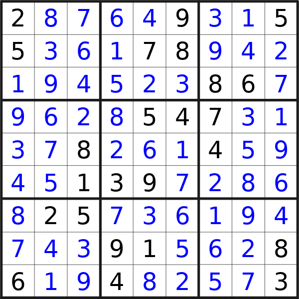 Sudoku solution for puzzle published on Saturday, 5th of October 2024