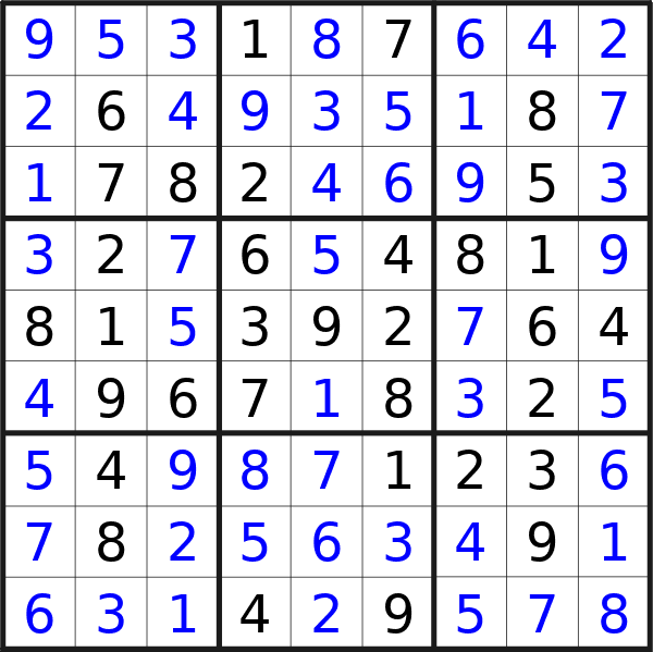 Sudoku solution for puzzle published on Monday, 7th of October 2024