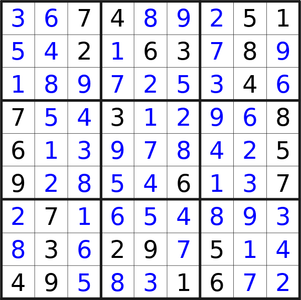 Sudoku solution for puzzle published on Tuesday, 8th of October 2024