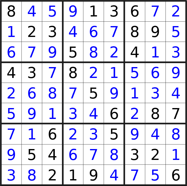 Sudoku solution for puzzle published on Friday, 11th of October 2024