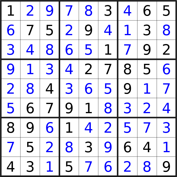 Sudoku solution for puzzle published on Saturday, 12th of October 2024