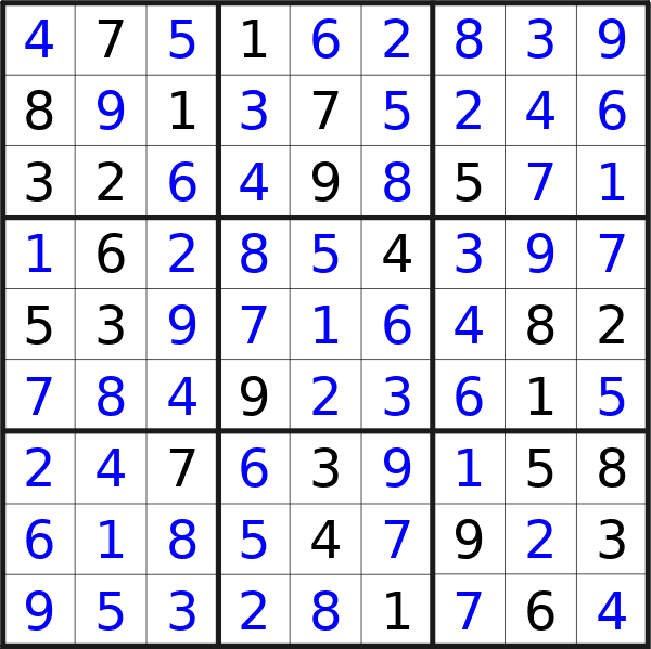 Sudoku solution for puzzle published on Monday, 14th of October 2024