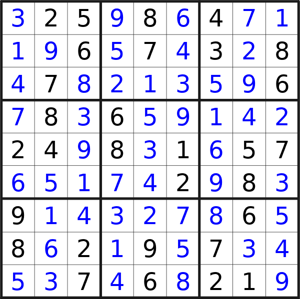 Sudoku solution for puzzle published on Thursday, 17th of October 2024